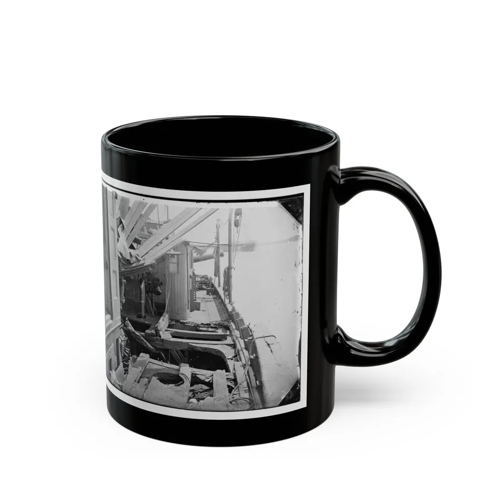 James River, Va. Deck Of Confederate Gunboat Teaser, Captured By U.S.S. Maratanza, Showing Damage From Shell Fire (U.S. Civil War) Black Coffee Mug-Go Mug Yourself