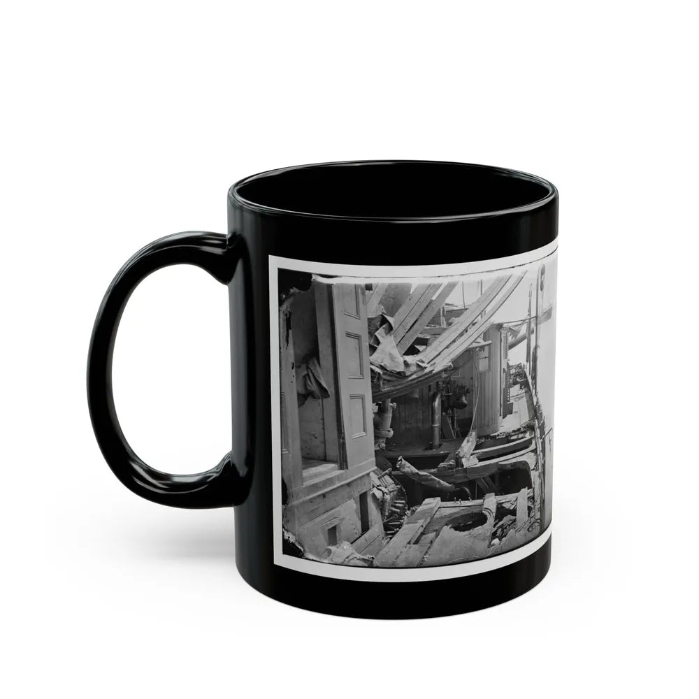 James River, Va. Deck Of Confederate Gunboat Teaser, Captured By U.S.S. Maratanza, Showing Damage From Shell Fire (U.S. Civil War) Black Coffee Mug-Go Mug Yourself