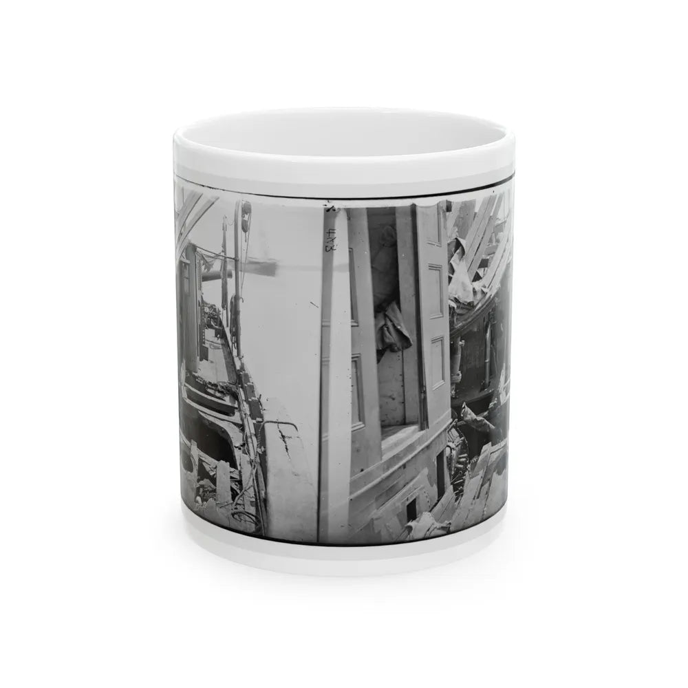 James River, Va. Deck Of Confederate Gunboat Teaser, Captured By U.S.S. Maratanza, Showing Damage From Shell Fire (U.S. Civil War) White Coffee Mug-11oz-Go Mug Yourself