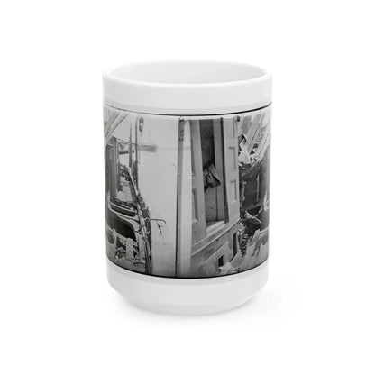 James River, Va. Deck Of Confederate Gunboat Teaser, Captured By U.S.S. Maratanza, Showing Damage From Shell Fire (U.S. Civil War) White Coffee Mug-15oz-Go Mug Yourself