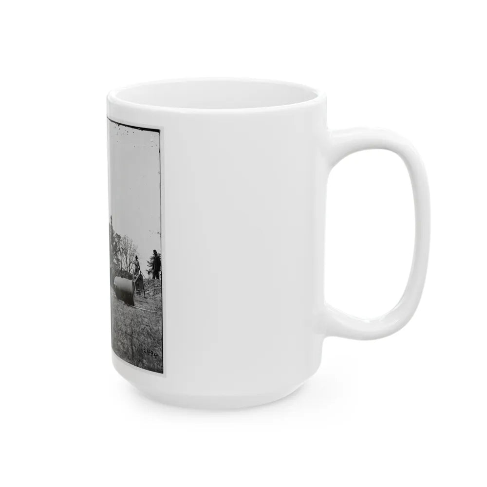 James River, Va. Work Party And Mortars At Butler's Crow's Nest (U.S. Civil War) White Coffee Mug-Go Mug Yourself