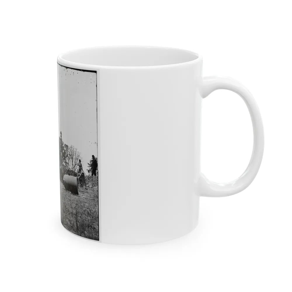 James River, Va. Work Party And Mortars At Butler's Crow's Nest (U.S. Civil War) White Coffee Mug-Go Mug Yourself