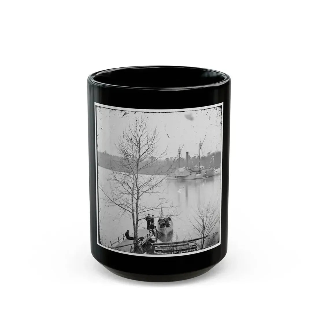 James River, Virginia. U.S. Gunboat Massasoit (U.S. Civil War) Black Coffee Mug 15oz - Go Mug Yourself