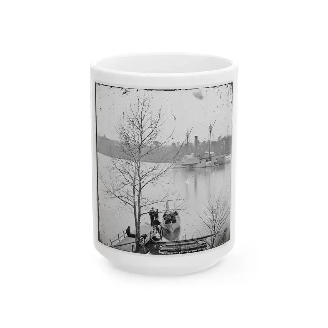 James River, Virginia. U.S. Gunboat Massasoit (U.S. Civil War) White Coffee Mug 15oz - Go Mug Yourself