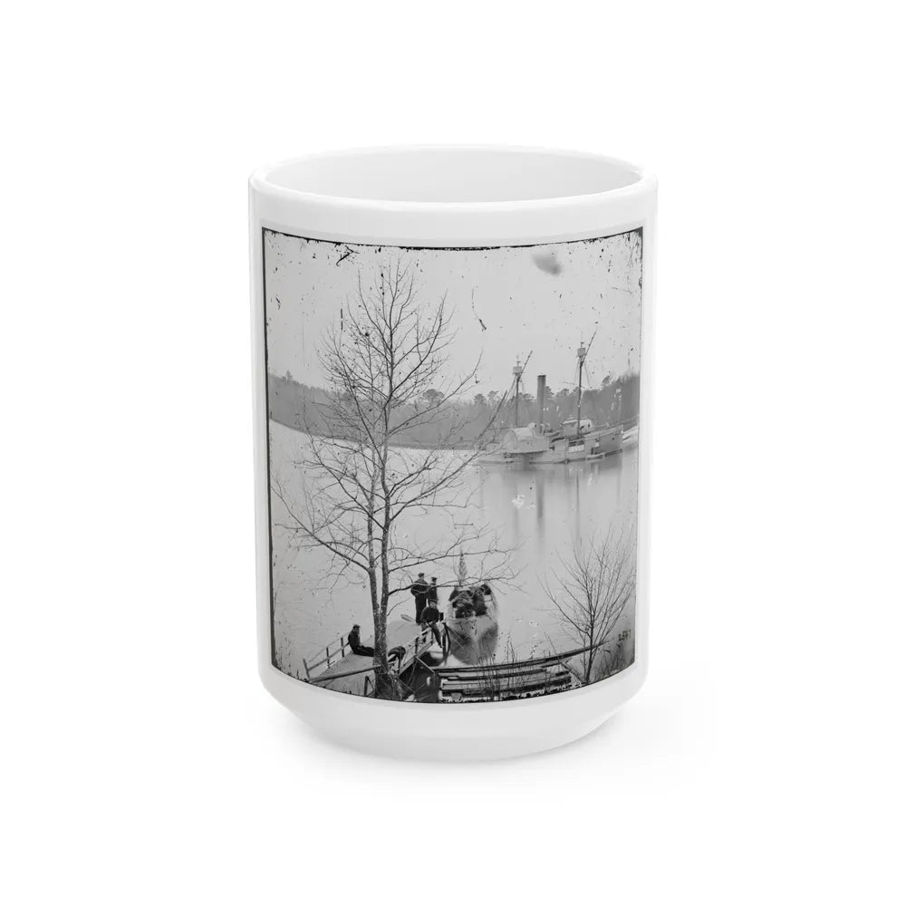 James River, Virginia. U.S. Gunboat Massasoit (U.S. Civil War) White Coffee Mug-15oz-Go Mug Yourself