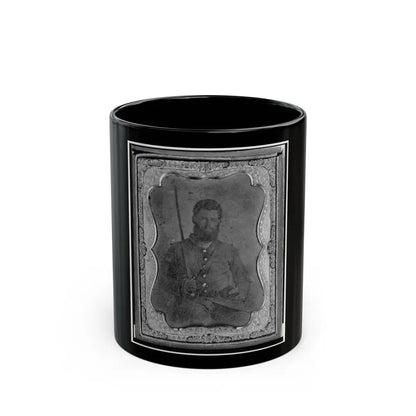 James S. Dodd, Pvt., Co. C, 4th South Carolina Cavalry, Half-Length Portrait, Seated Holding Saber, Facing Front (U.S. Civil War) Black Coffee Mug 11oz - Go Mug Yourself