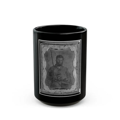 James S. Dodd, Pvt., Co. C, 4th South Carolina Cavalry, Half-Length Portrait, Seated Holding Saber, Facing Front (U.S. Civil War) Black Coffee Mug 15oz - Go Mug Yourself