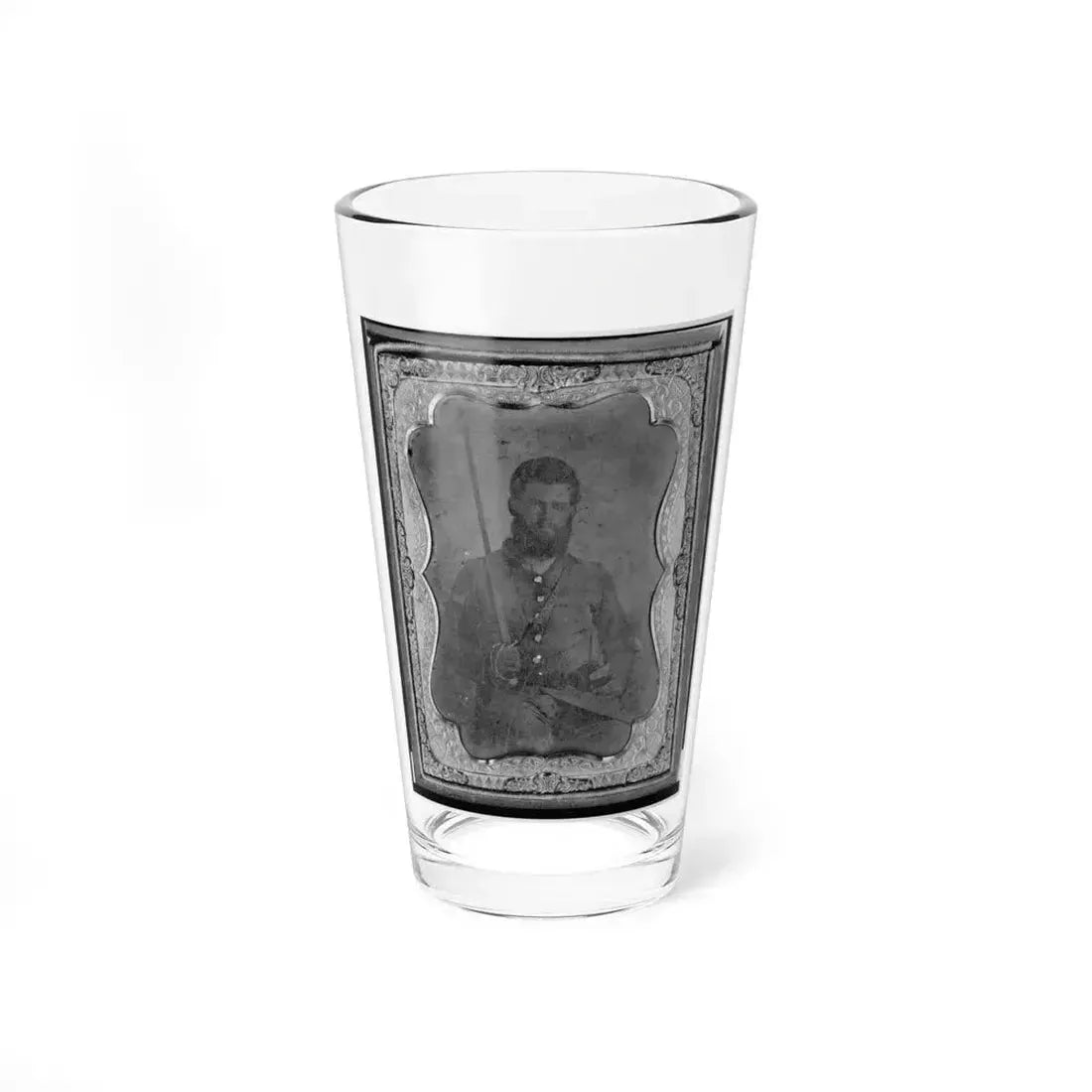 James S. Dodd, Pvt., Co. C, 4th South Carolina Cavalry, Half-Length Portrait, Seated Holding Saber, Facing Front (U.S. Civil War) Pint Glass 16oz 16oz - Go Mug Yourself