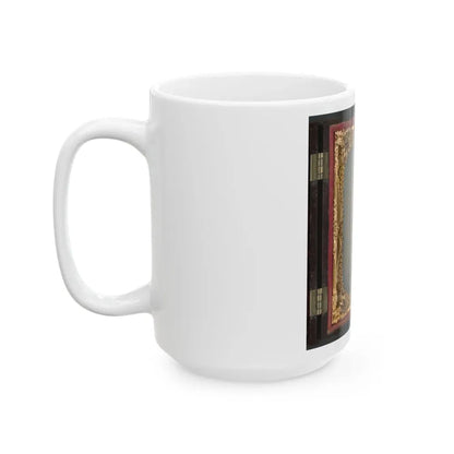 James W. Millner Of Company K, 38th Virginia Infantry Regiment With Bayoneted Musket, Holstered Pistol, And Knife (U.S. Civil War) White Coffee Mug - Go Mug Yourself