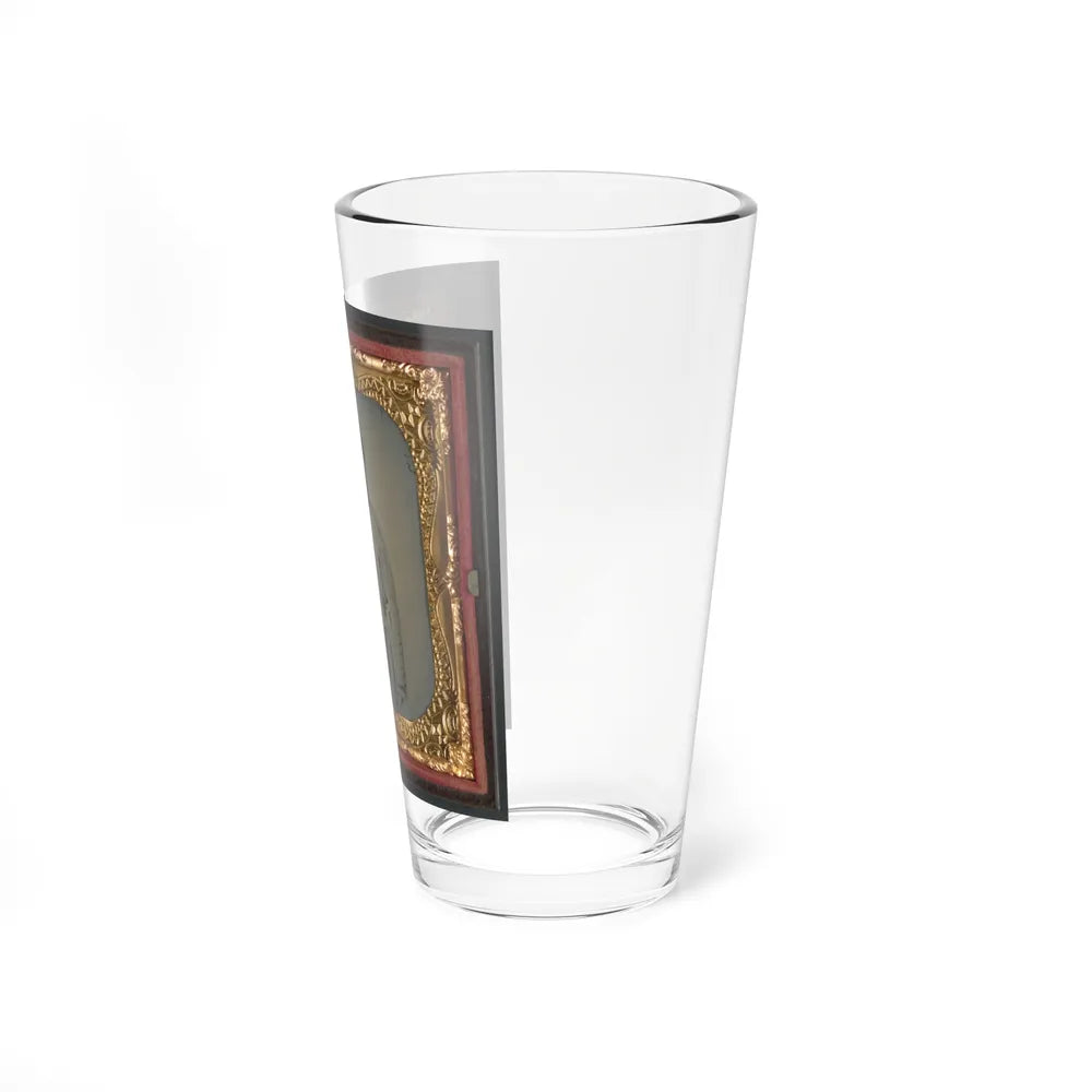 James W. Millner Of Company K, 38th Virginia Infantry Regiment With Bayoneted Musket, Holstered Pistol, And Knife (U.S. Civil War) Pint Glass 16oz-Go Mug Yourself