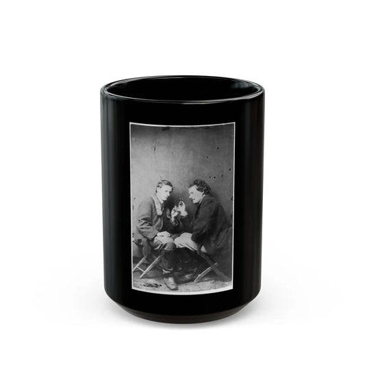 James Walker And Theodore Davis, Civil War Artists, Full-Length Portrait, Seated On Camp Stools, Facing Each Other (U.S. Civil War) Black Coffee Mug-15oz-Go Mug Yourself