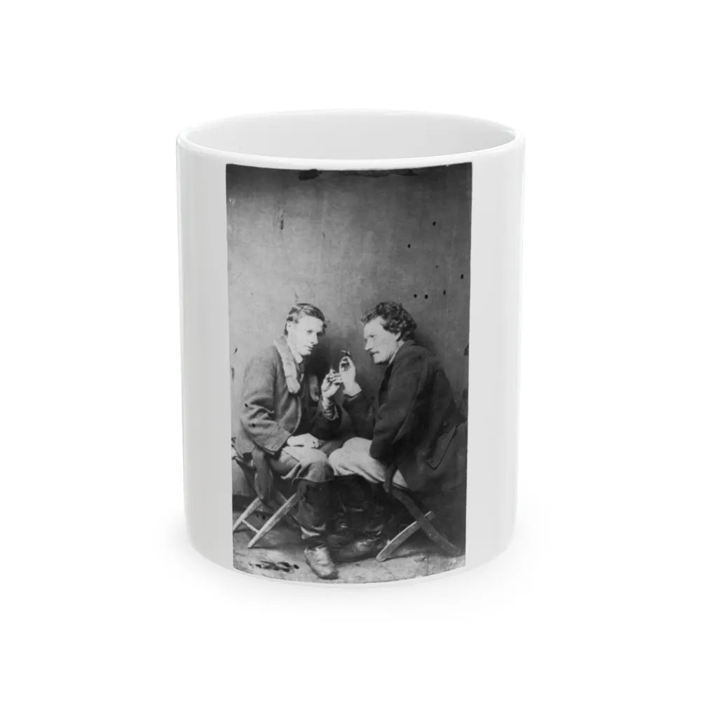 James Walker And Theodore Davis, Civil War Artists, Full-Length Portrait, Seated On Camp Stools, Facing Each Other (U.S. Civil War) White Coffee Mug-11oz-Go Mug Yourself