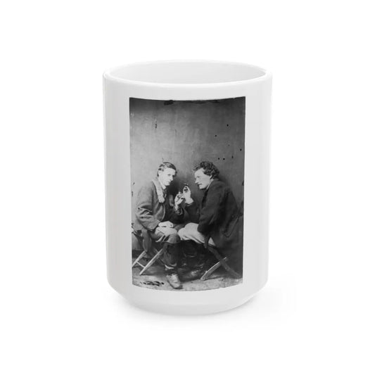 James Walker And Theodore Davis, Civil War Artists, Full-Length Portrait, Seated On Camp Stools, Facing Each Other (U.S. Civil War) White Coffee Mug-15oz-Go Mug Yourself