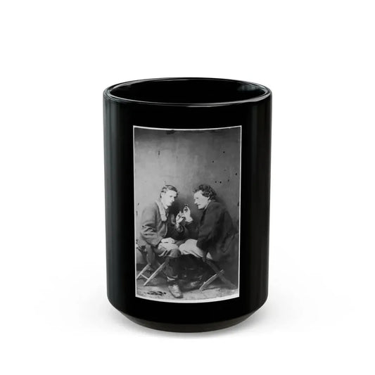 James Walker And Theodore Davis, Civil War Artists, Full-Length Portrait, Seated On Camp Stools, Facing Each Other (U.S. Civil War) Black Coffee Mug 15oz - Go Mug Yourself