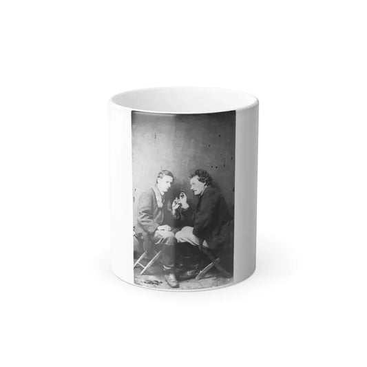 James Walker and Theodore Davis, Civil War Artists, Full-Length Portrait, Seated on Camp Stools, Facing Each Other (U.S. Civil War) Color Changing Coffee Mug 11oz Default Title 11oz - Go Mug Yourself