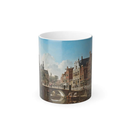 Jan Hendrick Verheyen (1778-1846) A busy canal, Utrecht - Oil on Panel 1822 - Color Changing Mug 11oz 11oz - Go Mug Yourself