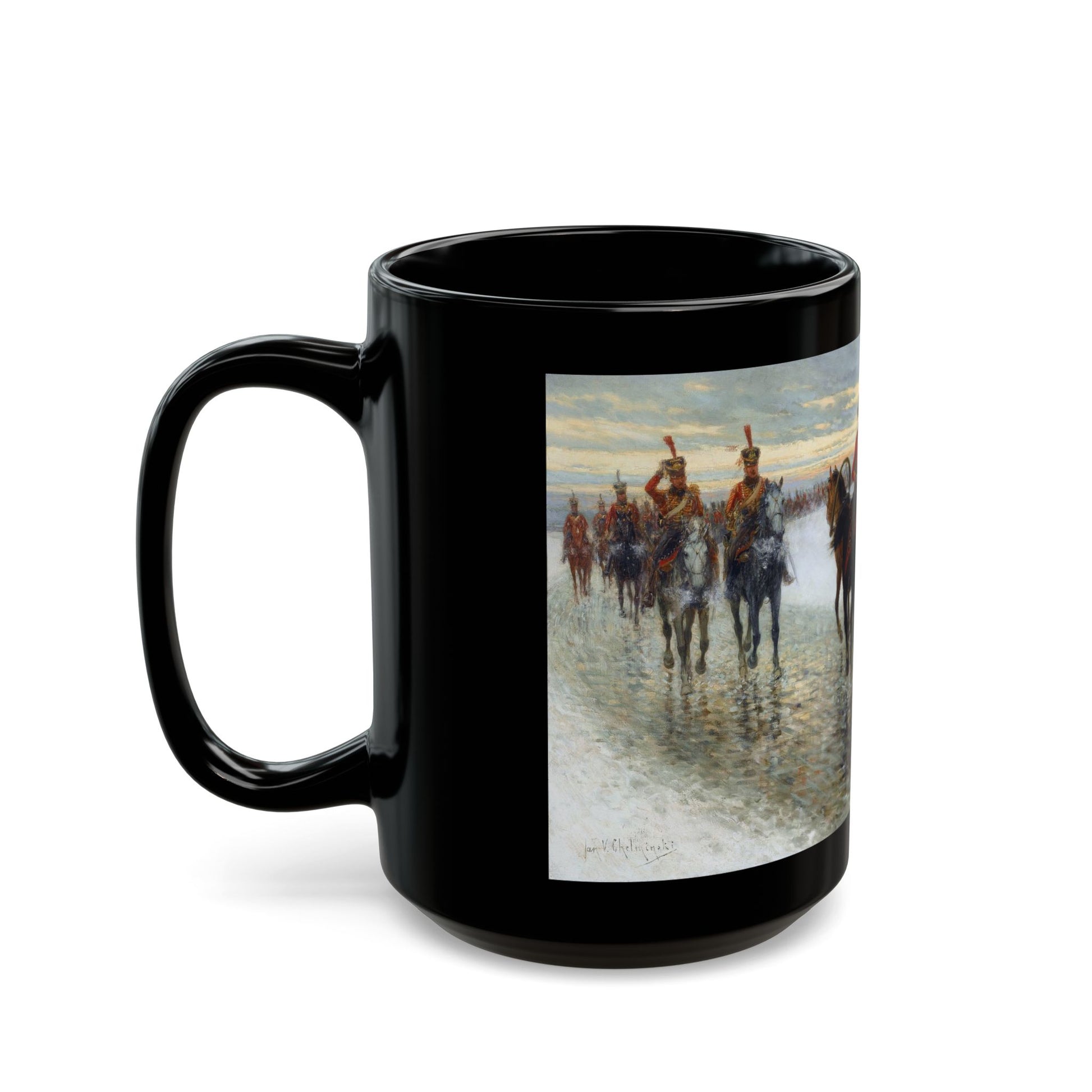Jan van Chelminski (1851-1925) Napoleonic Campaign - Black Coffee Mug-Go Mug Yourself