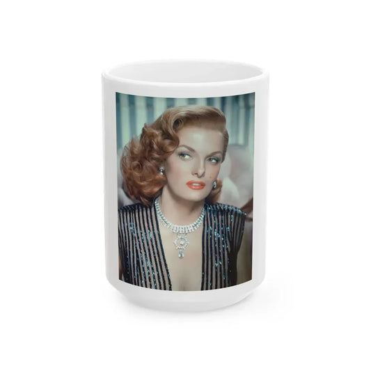 Jane Russell #10 (Vintage Female Icon) White Coffee Mug 15oz - Go Mug Yourself