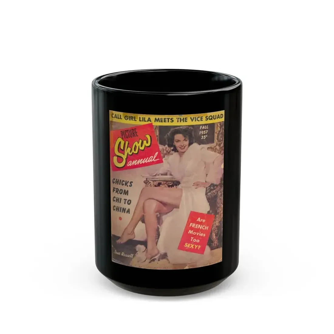 Jane Russell #137 - Mag. Cover (Vintage Female Icon) Black Coffee Mug 15oz - Go Mug Yourself