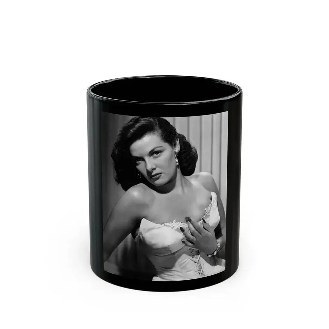 Jane Russell #150 (Vintage Female Icon) Black Coffee Mug 11oz - Go Mug Yourself