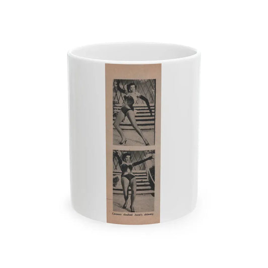 Jane Russell #191 - Show Pocket Mag. '55 - 2 B&W Photis & Caption (Vintage Female Icon) White Coffee Mug 11oz - Go Mug Yourself