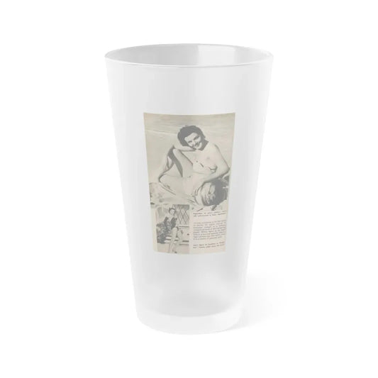Jane Russell #195 - 1 Page 2 B&W Photos, Captions & Very Short Article from Digest Mag. (Vintage Female Icon) Frosted Pint Glass 16oz 16oz Frosted - Go Mug Yourself