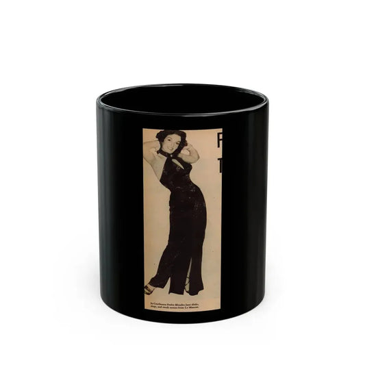 Jane Russell #197 - Glamour Dreess Clipping from Movie Star Magazine Circa 1950's (Vintage Female Icon) Black Coffee Mug 11oz - Go Mug Yourself