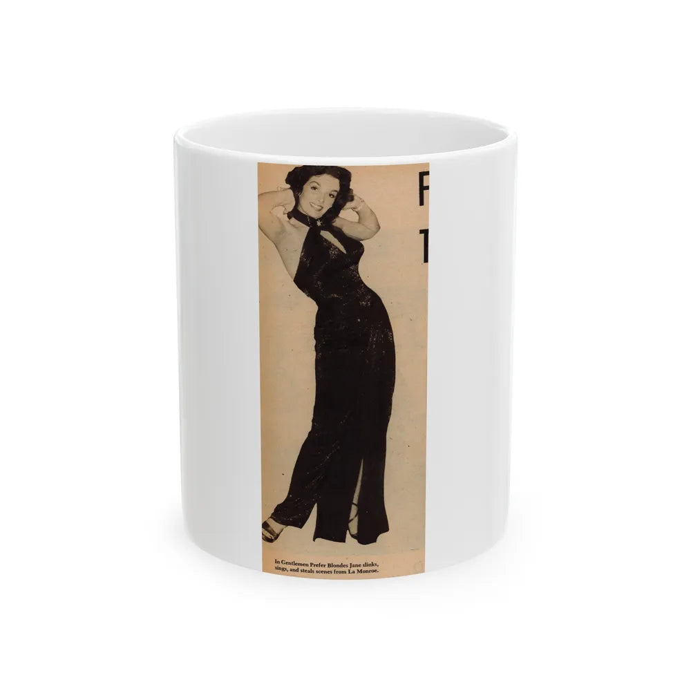 Jane Russell #197 - Glamour Dreess Clipping from Movie Star Magazine Circa 1950's (Vintage Female Icon) White Coffee Mug-11oz-Go Mug Yourself