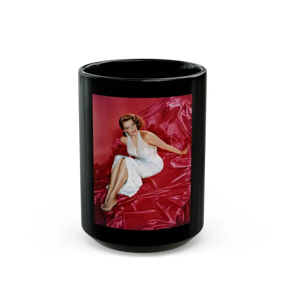 Jane Russell #211 (Vintage Female Icon) Black Coffee Mug 15oz - Go Mug Yourself