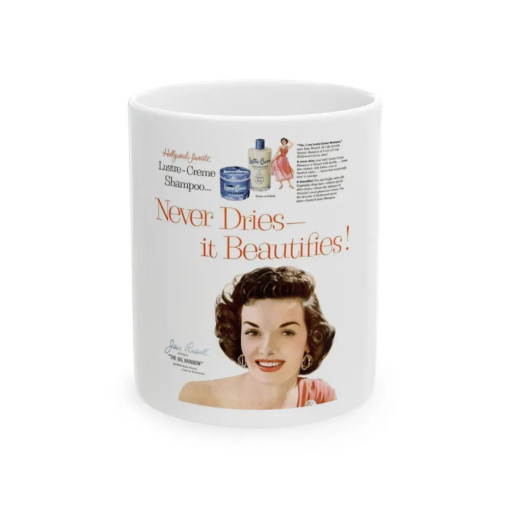 Jane Russell #215 - Vintage Shampoo Add (Vintage Female Icon) White Coffee Mug 11oz - Go Mug Yourself