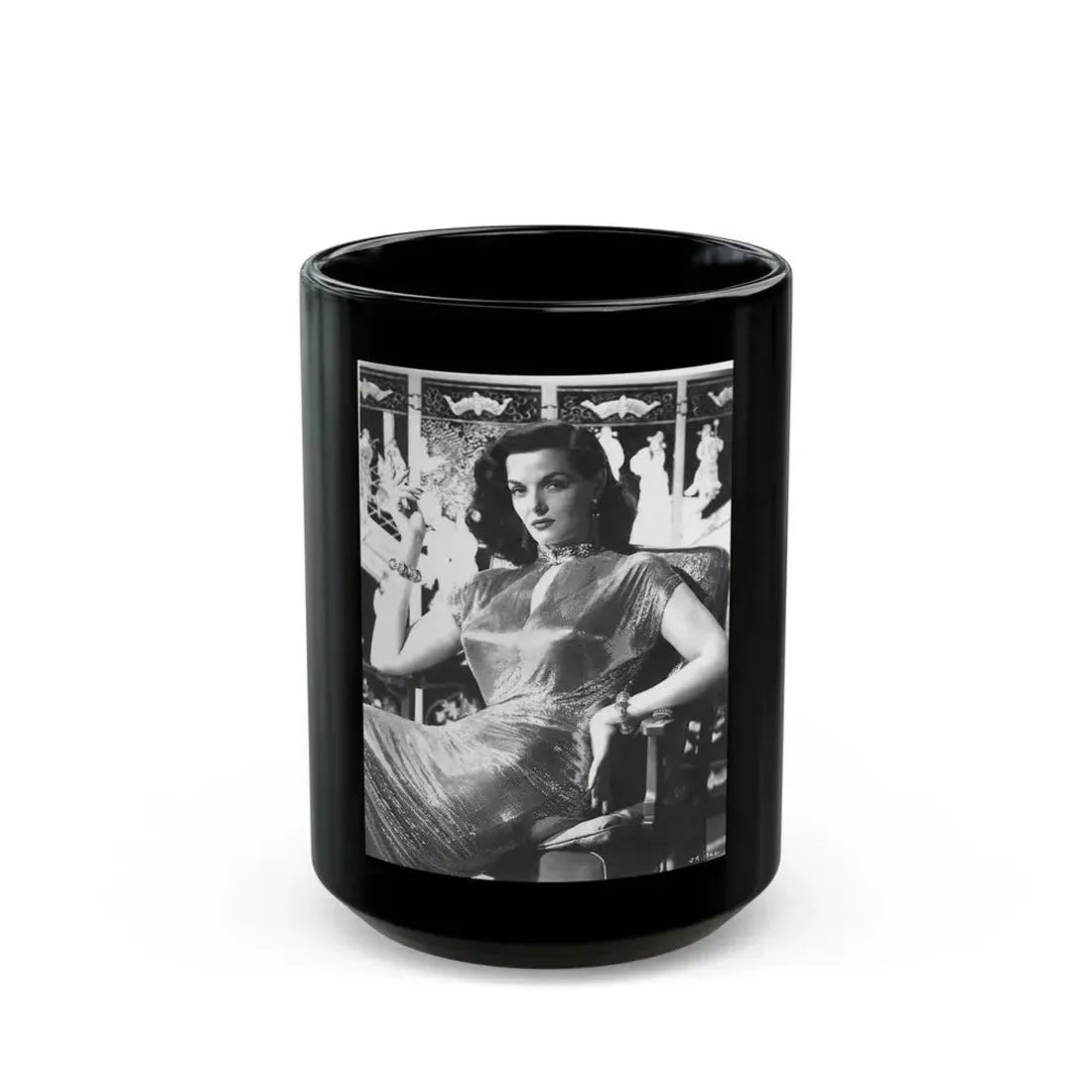 Jane Russell #232 (Vintage Female Icon) Black Coffee Mug 15oz - Go Mug Yourself