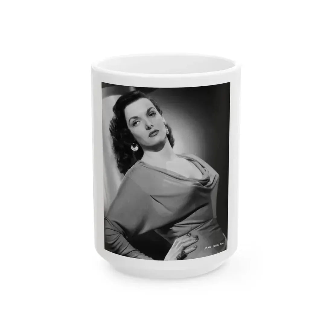 Jane Russell #233 (Vintage Female Icon) White Coffee Mug 15oz - Go Mug Yourself
