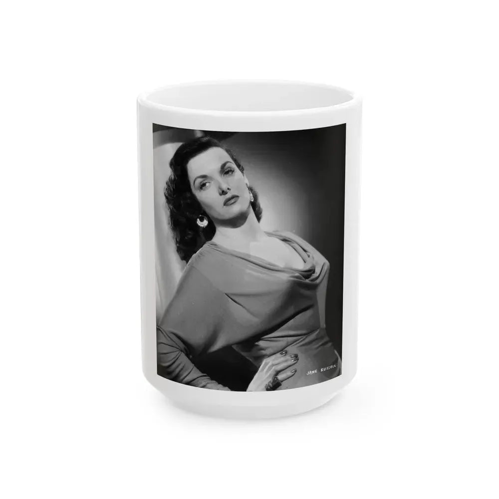 Jane Russell #233 (Vintage Female Icon) White Coffee Mug 15oz - Go Mug Yourself