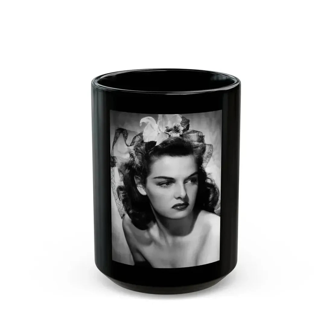 Jane Russell #234 (Vintage Female Icon) Black Coffee Mug 15oz - Go Mug Yourself