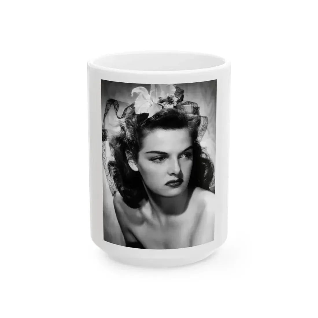 Jane Russell #234 (Vintage Female Icon) White Coffee Mug 15oz - Go Mug Yourself