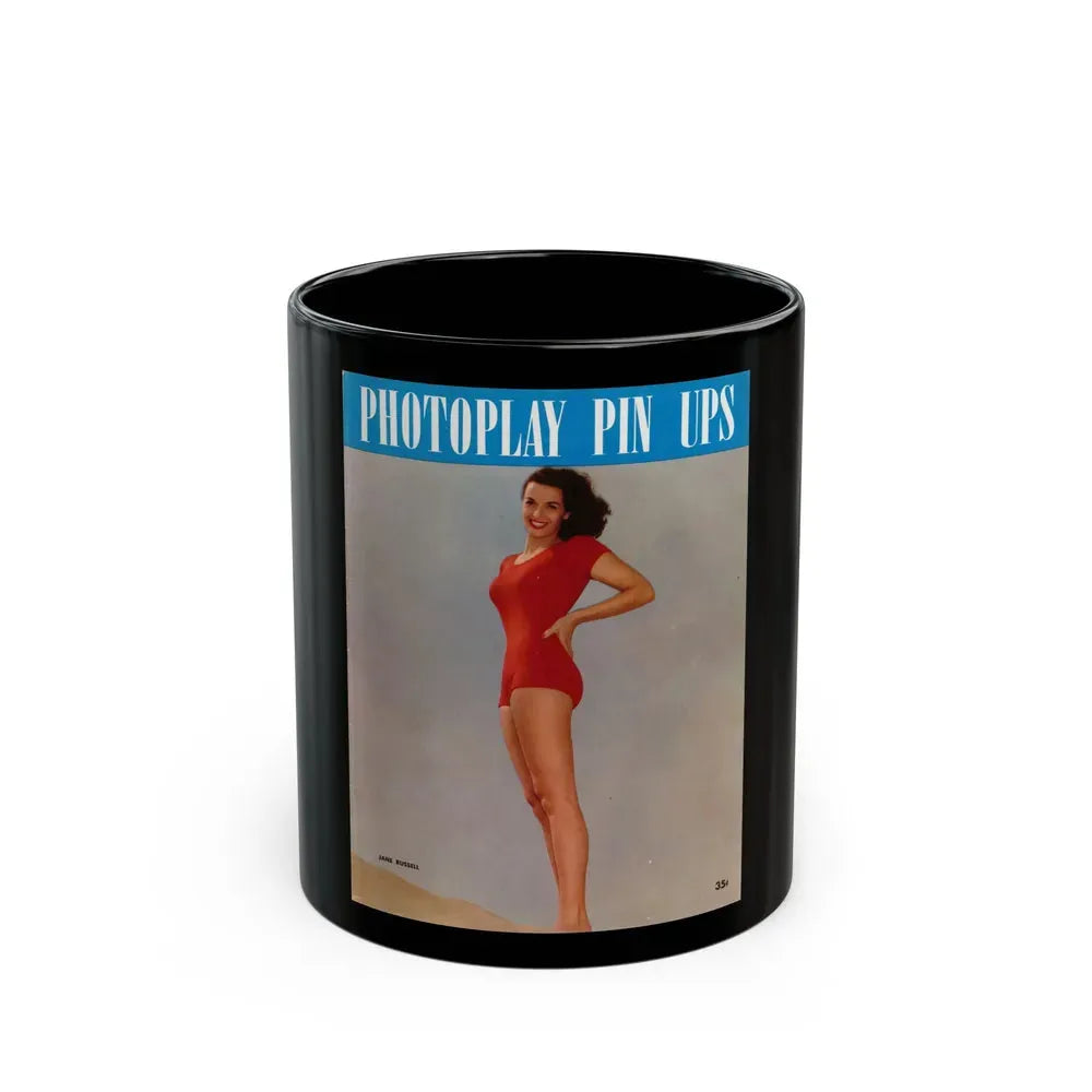 Jane Russell #239 - Photoplay Pin-Ups Magazine Issue #01 (Vintage Female Icon) Black Coffee Mug 11oz - Go Mug Yourself