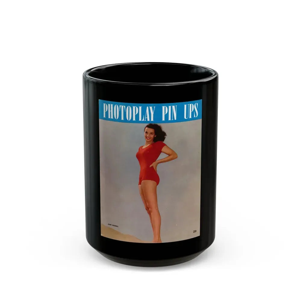 Jane Russell #239 - Photoplay Pin-Ups Magazine Issue #01 (Vintage Female Icon) Black Coffee Mug 15oz - Go Mug Yourself