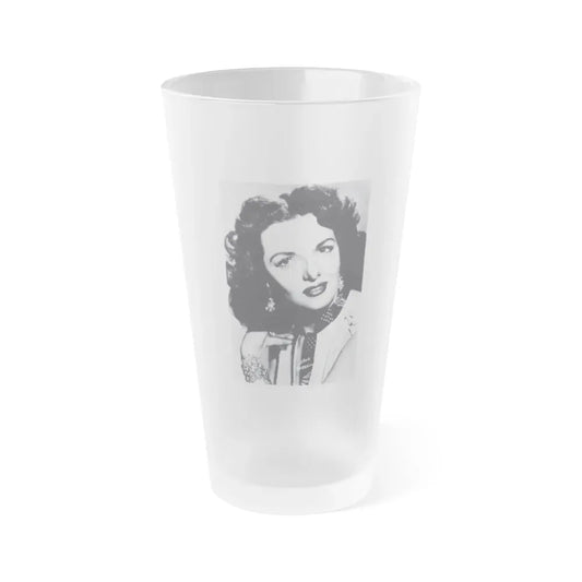Jane Russell #240 - Vintage B&W 5x7 Upper Body Head & Shoulder Glamour Photo on Postcard (Vintage Female Icon) Frosted Pint Glass 16oz 16oz Frosted - Go Mug Yourself