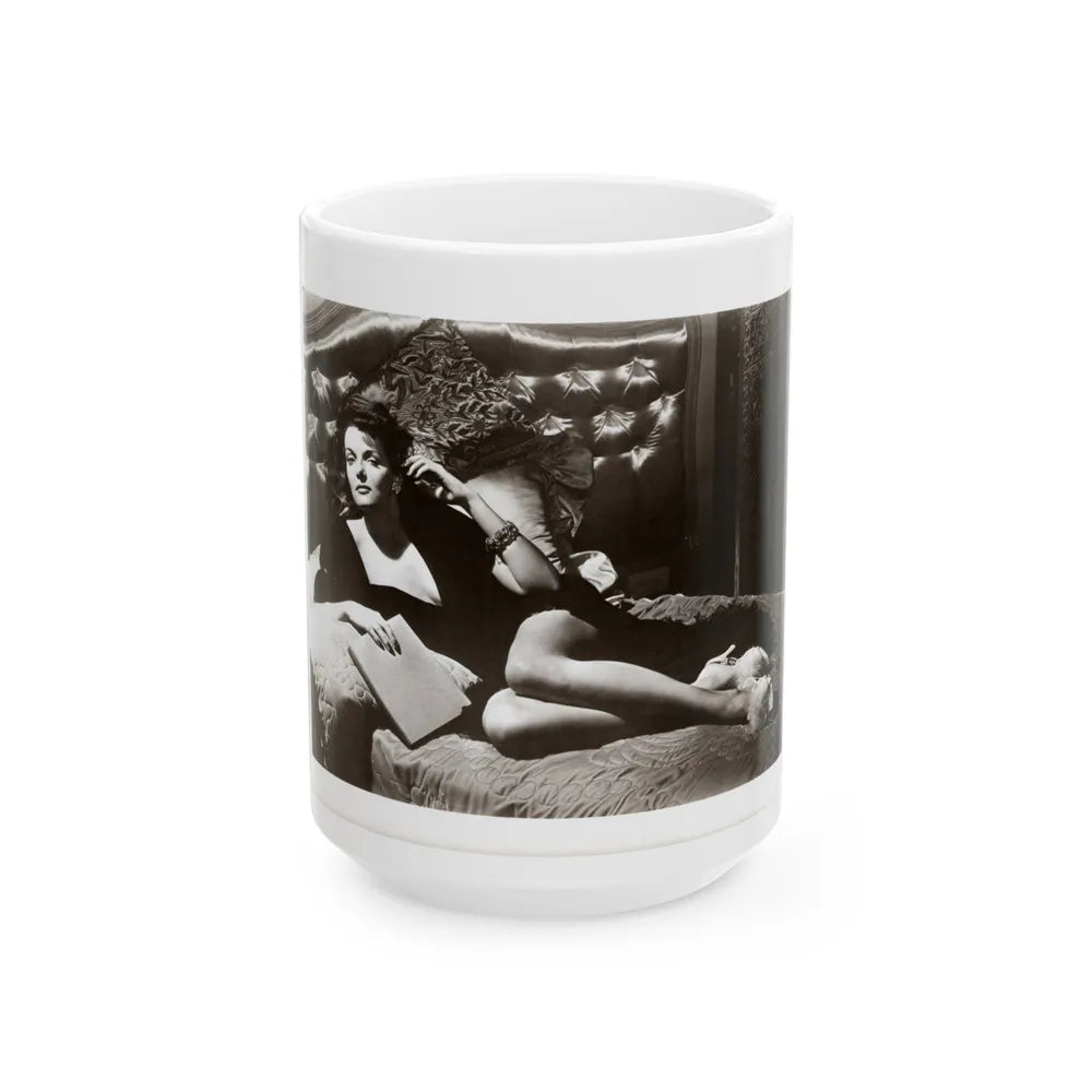 Jane Russell #241 - Vintage B&W 8x10 Full Body Glamour Dress Photo (Vintage Female Icon) White Coffee Mug-15oz-Go Mug Yourself