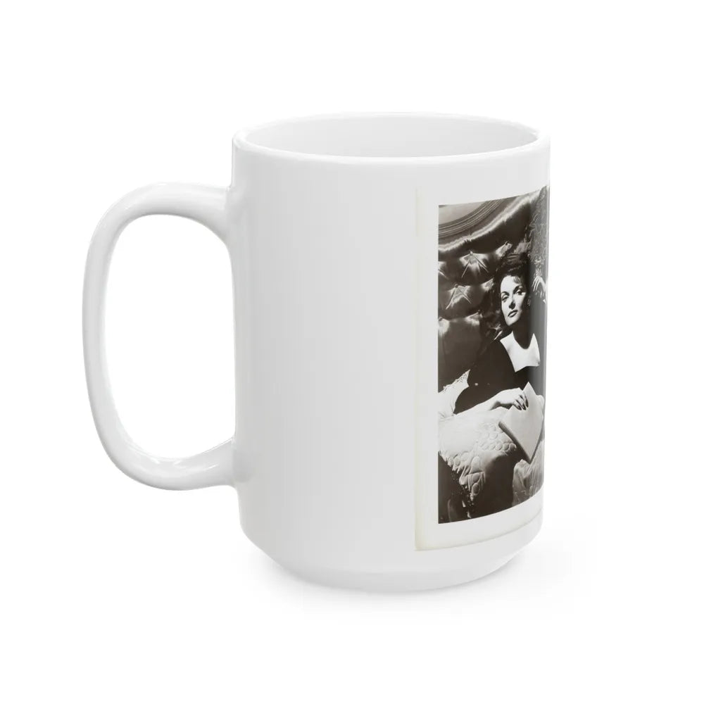 Jane Russell #241 - Vintage B&W 8x10 Full Body Glamour Dress Photo (Vintage Female Icon) White Coffee Mug-Go Mug Yourself