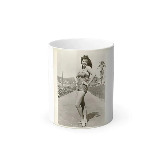 Jane Russell #242 - Vintage B&W 8x10 Full Body 1-Piece Swimsuit Leggy Barefoot Cheesecake Photo (Vintage Female Icon) Color Changing Mug 11oz 11oz - Go Mug Yourself