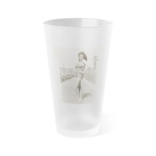 Jane Russell #242 - Vintage B&W 8x10 Full Body 1-Piece Swimsuit Leggy Barefoot Cheesecake Photo (Vintage Female Icon) Frosted Pint Glass 16oz-16oz-Frosted-Go Mug Yourself