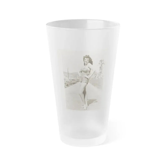 Jane Russell #242 - Vintage B&W 8x10 Full Body 1-Piece Swimsuit Leggy Barefoot Cheesecake Photo (Vintage Female Icon) Frosted Pint Glass 16oz 16oz Frosted - Go Mug Yourself