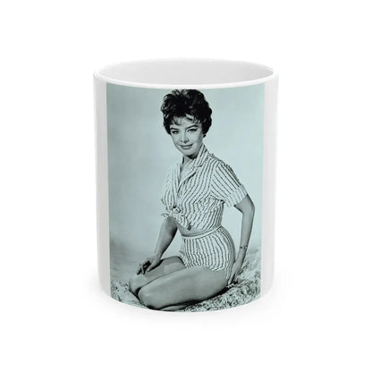 Janet Munro #32 - B&W 8x10 Full Body Cheesecake The Day The Earth Caught Fire '61 Promo Photo (Vintage Female Icon) White Coffee Mug 11oz - Go Mug Yourself