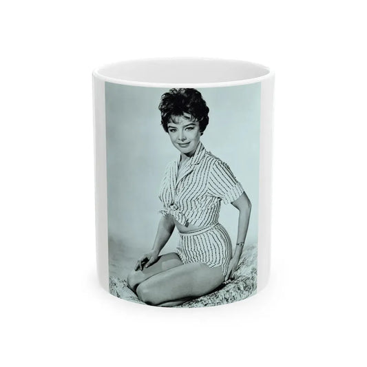 Janet Munro #32 - B&W 8x10 Full Body Cheesecake The Day The Earth Caught Fire '61 Promo Photo (Vintage Female Icon) White Coffee Mug 11oz - Go Mug Yourself