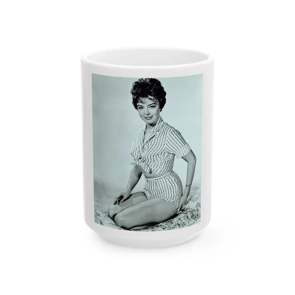 Janet Munro #32 - B&W 8x10 Full Body Cheesecake The Day The Earth Caught Fire '61 Promo Photo (Vintage Female Icon) White Coffee Mug 15oz - Go Mug Yourself
