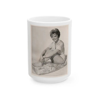 Janet Munro #33 - B&W Vintage 8x10 Full Body Cheesecake The Day The Earth Caught Fire '61 Promo Photo (Vintage Female Icon) White Coffee Mug 15oz - Go Mug Yourself