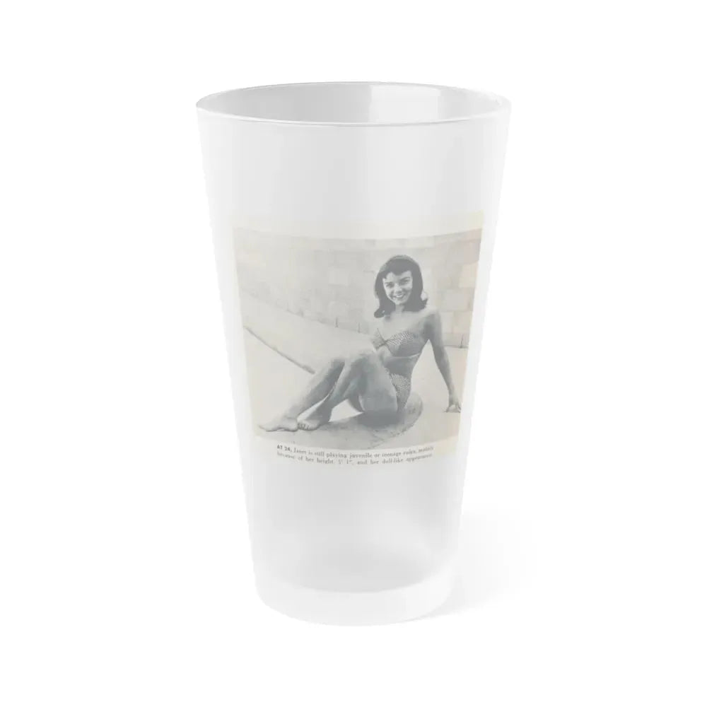 Janet Munro #34 8x10 Late 50's Magazine Page Pin-Up with Caption from Article (Vintage Female Icon) Frosted Pint Glass 16oz 16oz Frosted - Go Mug Yourself