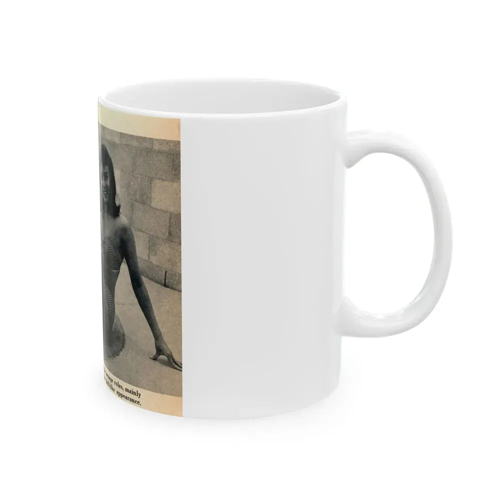 Janet Munro #34 8x10 Late 50's Magazine Page Pin-Up with Caption from Article (Vintage Female Icon) White Coffee Mug - Go Mug Yourself