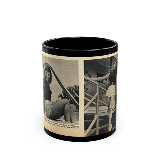 Janet Munro #35 8x10 Late 50's Magazine Page Pin-Up with Caption from Article (Vintage Female Icon) Black Coffee Mug 11oz - Go Mug Yourself